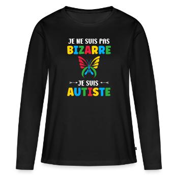 Je ne suis pas bizarre je suis autiste - T-shirt manches longues Premium bio Femme - noir - Devant - Julia (174cm)