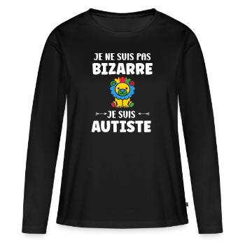 Je ne suis pas bizarre je suis autiste - T-shirt manches longues Premium bio Femme - noir - Devant - Julia (174cm)