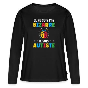 Je ne suis pas bizarre je suis autiste - T-shirt manches longues Premium bio Femme - noir - Devant - Julia (174cm)
