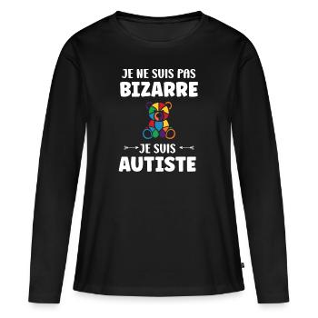 Je ne suis pas bizarre je suis autiste - T-shirt manches longues Premium bio Femme - noir - Devant - Julia (174cm)