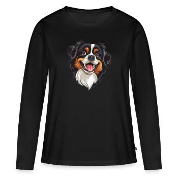 Épagneul tibétain | Épagneul tibétain | Illustration de dessin animé - T-shirt manches longues Premium bio Femme - noir - Devant - Julia (174cm)