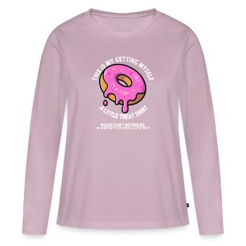 Dessert crémeux au sundae Ne me dérangez pas - T-shirt manches longues Premium bio Femme - rose poudré - Devant - Julia (174cm)