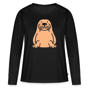 Walross - Frauen Premium Bio Langarmshirt - Schwarz - Vorne - Julia (174cm)