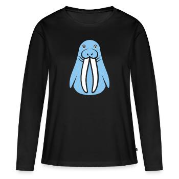 Morse - T-shirt manches longues Premium bio Femme - noir - Devant - Julia (174cm)