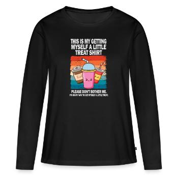 Cremiges Eisbecher-Dessert Stört mich nicht - Frauen Premium Bio Langarmshirt - Schwarz - Vorne - Julia (174cm)