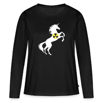 Einhorn Radioaktives Symbol Shirt Strahlung Einhorn - Frauen Premium Bio Langarmshirt - Schwarz - Vorne - Julia (174cm)