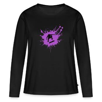 Dynamique de skateboard Splash - T-shirt manches longues Premium bio Femme - noir - Devant - Julia (174cm)