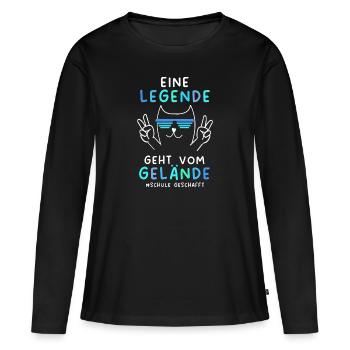 Schule Geschafft Schulabsolvent Schulabgänger 2024 - Frauen Premium Bio Langarmshirt - Schwarz - Vorne - Julia (174cm)