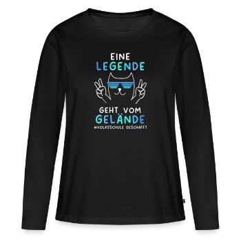 Volksschule Abgänger 2024 Tschüss Volksschule - Frauen Premium Bio Langarmshirt - Schwarz - Vorne - Julia (174cm)