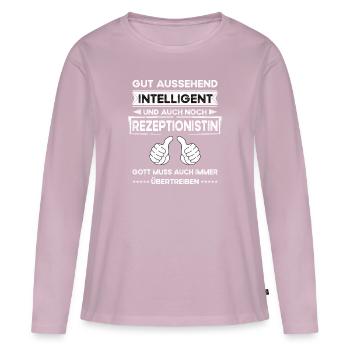 Réceptionniste, Beau, Intelligent - T-shirt manches longues Premium bio Femme - rose poudré - Devant - Julia (174cm)