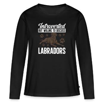 Chocolade Bruine Labrador Retriever Hond - Vrouwen Premium Bio shirt met lange mouwen - zwart - Voor - Julia (174cm)