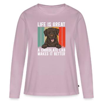 Schoko Brauner Labrador Retriever Hund - Frauen Premium Bio Langarmshirt - Altrosa - Vorne - Julia (174cm)