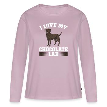 Schoko Brauner Labrador Retriever Hund - Frauen Premium Bio Langarmshirt - Altrosa - Vorne - Julia (174cm)