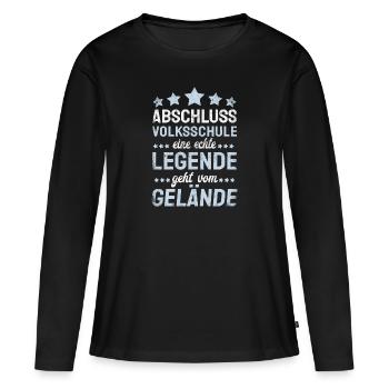 Volksschule Abgänger 2024 Tschüss Volksschule - Frauen Premium Bio Langarmshirt - Schwarz - Vorne - Julia (174cm)