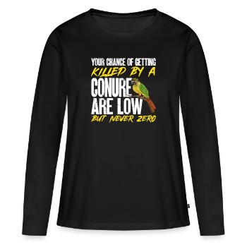 Molina Perruche Perroquet Perruche Oiseau Perruche - T-shirt manches longues Premium bio Femme - noir - Devant - Julia (174cm)