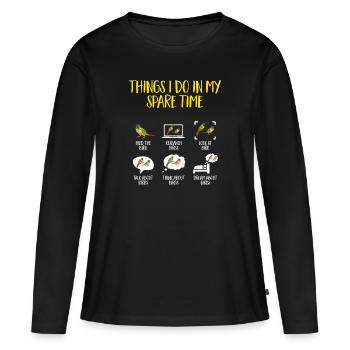 Molina Perruche Perroquet Perruche Oiseau Perruche - T-shirt manches longues Premium bio Femme - noir - Devant - Julia (174cm)