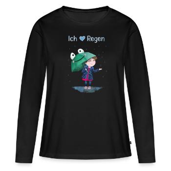 J’aime la pluie - T-shirt manches longues Premium bio Femme - noir - Devant - Julia (174cm)