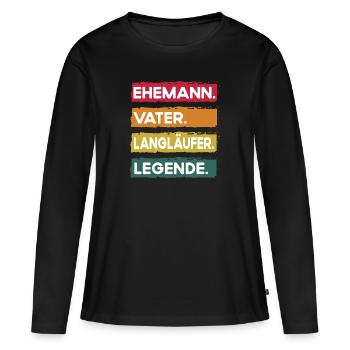 Mari Père Légende du ski de fond Fête des pères - T-shirt manches longues Premium bio Femme - noir - Devant - Julia (174cm)