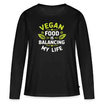 La nourriture végétalienne équilibre ma vie - T-shirt manches longues Premium bio Femme - noir - Devant - Julia (174cm)