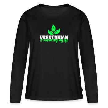 Végétarien Équilibrer ma vie - T-shirt manches longues Premium bio Femme - noir - Devant - Julia (174cm)