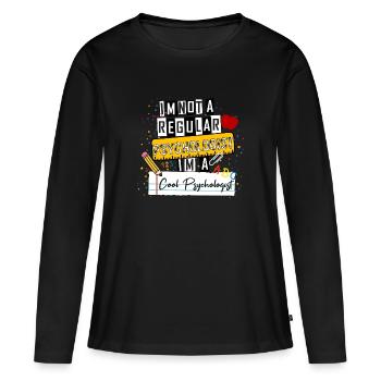 Je ne suis pas un psychologue ordinaire, je suis un psycholo cool - T-shirt manches longues Premium bio Femme - noir - Devant - Julia (174cm)