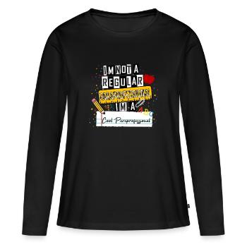 Ich bin kein normaler Paraprofi Cool Paraprofe - Frauen Premium Bio Langarmshirt - Schwarz - Vorne - Julia (174cm)