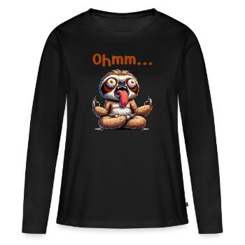 Ohmmm drôle yoga méditation sport - T-shirt manches longues Premium bio Femme - noir - Devant - Julia (174cm)