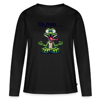 Ohmmm drôle yoga méditation sport - T-shirt manches longues Premium bio Femme - noir - Devant - Julia (174cm)