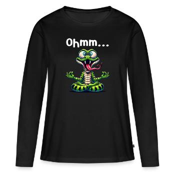 Ohmmm drôle yoga méditation sport - T-shirt manches longues Premium bio Femme - noir - Devant - Julia (174cm)