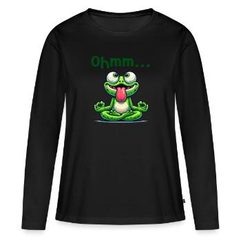 Ohmmm drôle yoga méditation sport - T-shirt manches longues Premium bio Femme - noir - Devant - Julia (174cm)