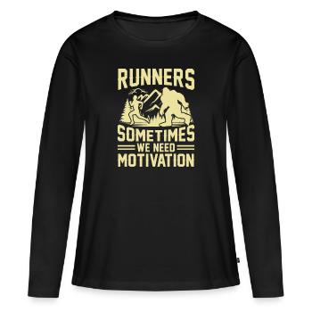 Bergläufer Joggen in den Bergen - Frauen Premium Bio Langarmshirt - Schwarz - Vorne - Julia (174cm)