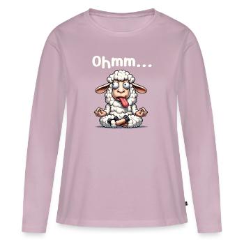 Ohmmm drôle yoga méditation sport - T-shirt manches longues Premium bio Femme - rose poudré - Devant - Julia (174cm)