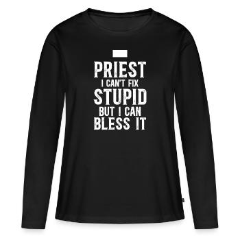 Prêtre prêtre chrétien catholique - T-shirt manches longues Premium bio Femme - noir - Devant - Julia (174cm)
