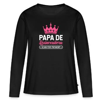Papa De Quinceanera Scan Pour Paiement 5ème Anniversaire - T-shirt manches longues Premium bio Femme - noir - Devant - Julia (174cm)