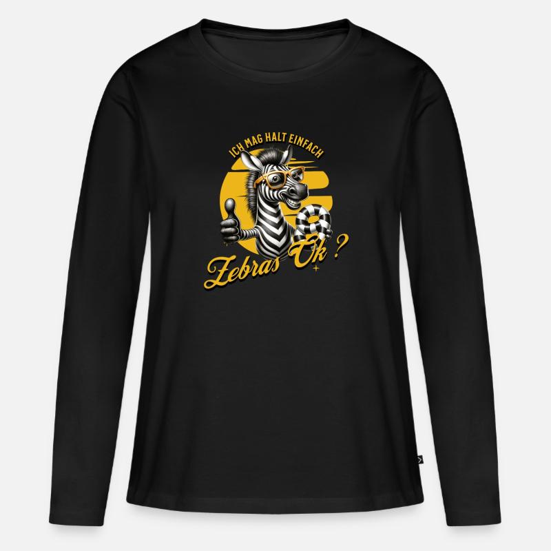 Ich mag halt einfach Zebras - Frauen Premium Bio Langarmshirt - Schwarz