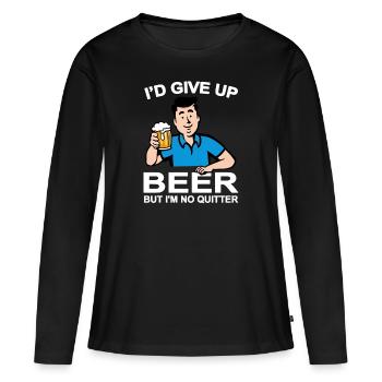 J’abandonnerais la bière mais je n’abandonnerai pas - T-shirt manches longues Premium bio Femme - noir - Devant - Julia (174cm)