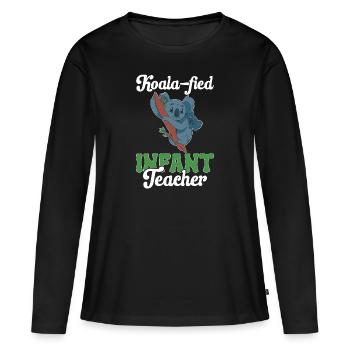 Kindergärtnerin Kindertagesstätte Erzieherin - Frauen Premium Bio Langarmshirt - Schwarz - Vorne - Julia (174cm)