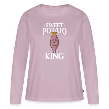 Légumes-racines de patates douces - T-shirt manches longues Premium bio Femme - rose poudré - Devant - Julia (174cm)