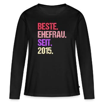 Valentine's Day Best Wife Since 2015 - Women's Premium Organic Long Sleeve Shirt - black - Front - Julia (174cm)