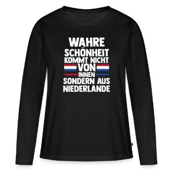 Pays-Bas Pays-Bas Pays-Bas - T-shirt manches longues Premium bio Femme - noir - Devant - Julia (174cm)