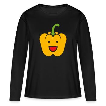 Pfeffer - Frauen Premium Bio Langarmshirt - Schwarz - Vorne - Julia (174cm)