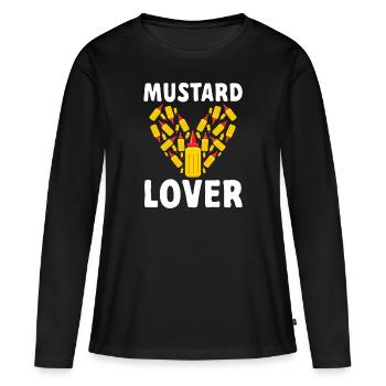 Senf Moutarde - T-shirt manches longues Premium bio Femme - noir - Devant - Julia (174cm)