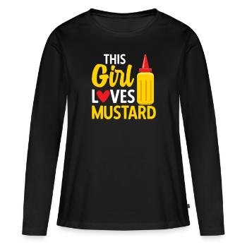 Senf Moutarde - T-shirt manches longues Premium bio Femme - noir - Devant - Julia (174cm)