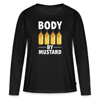Senf Moutarde - T-shirt manches longues Premium bio Femme - noir - Devant - Julia (174cm)