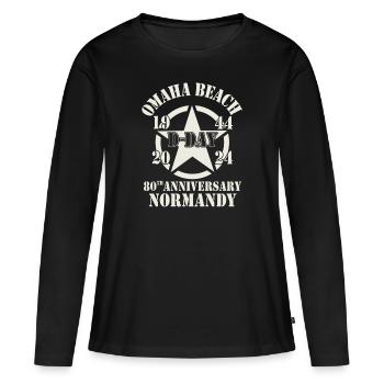Omaha Beach 1944 D-Day 2024 80e anniversaire - T-shirt manches longues Premium bio Femme - noir - Devant - Julia (174cm)