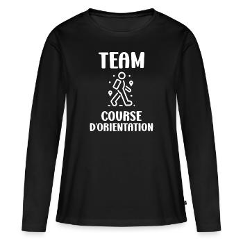course d'orientation - T-shirt manches longues Premium bio Femme - noir - Devant - Julia (174cm)