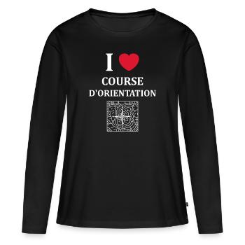 course d'orientation - T-shirt manches longues Premium bio Femme - noir - Devant - Julia (174cm)
