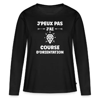 course d'orientation - T-shirt manches longues Premium bio Femme - noir - Devant - Julia (174cm)