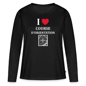 course d'orientation - T-shirt manches longues Premium bio Femme - noir - Devant - Julia (174cm)