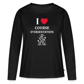 course d'orientation - T-shirt manches longues Premium bio Femme - noir - Devant - Julia (174cm)